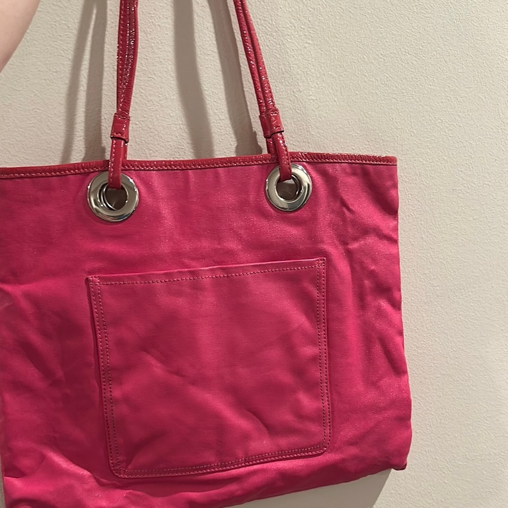 Coach Poppy Evie Graffiti Coated Canvas Tote Bag Vintage Rare Hot Pink - Picture 5 of 15
